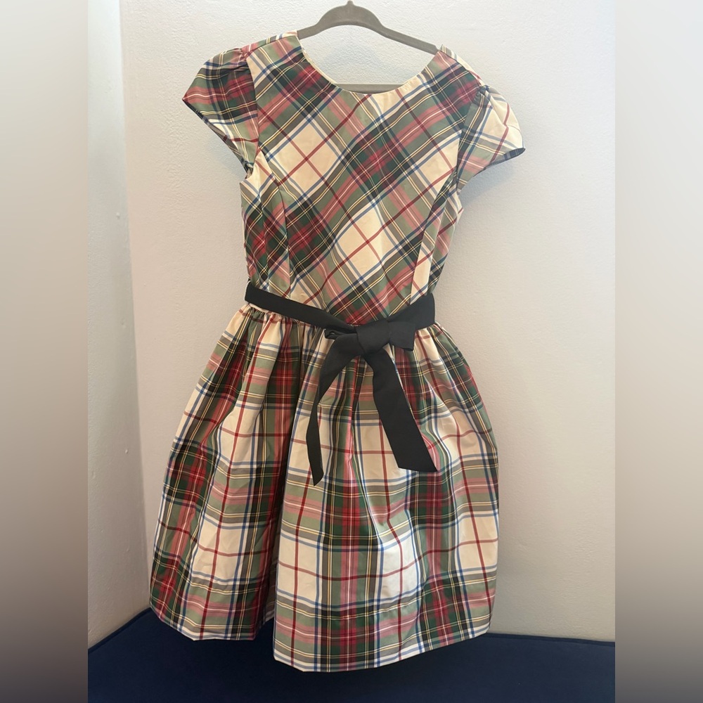 Ralph Lauren Tartan CreamDress with Black Bow